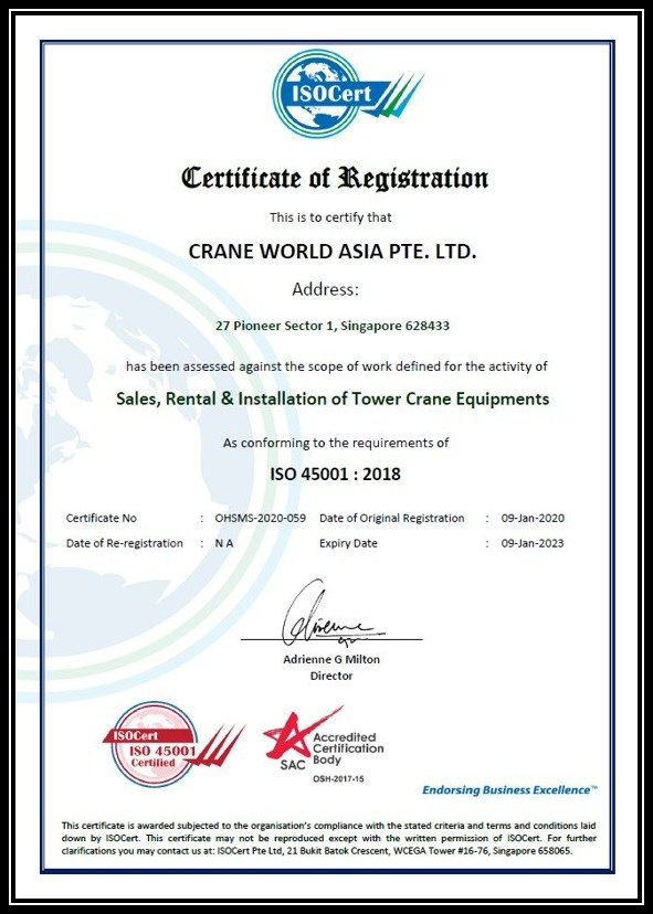 CWA Certificates CraneWorldAsia